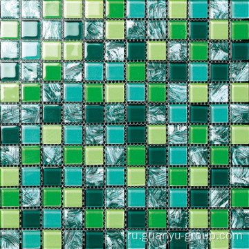 Hand Painting Green Color Glass Mosaic